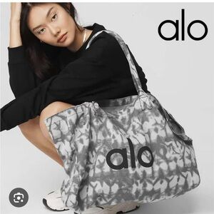 ALO Yoga Gray Tie-Dye Canvas Tote